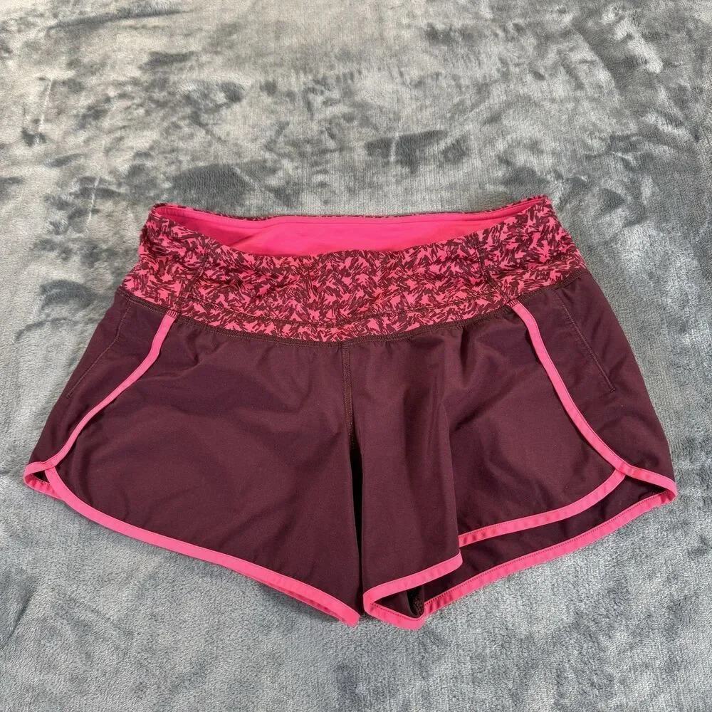 Lululemon Sz 4 Mountain Peaks Bon Bordeaux Drama Maroon 4 Way Run Times Short